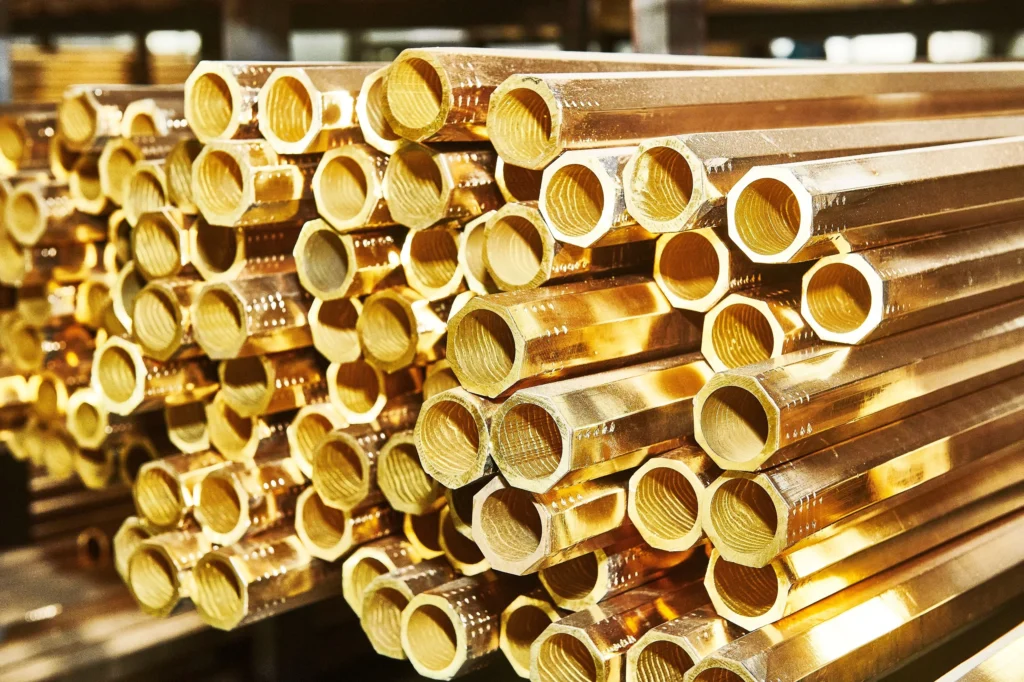 Stack of raw brass tube blanks