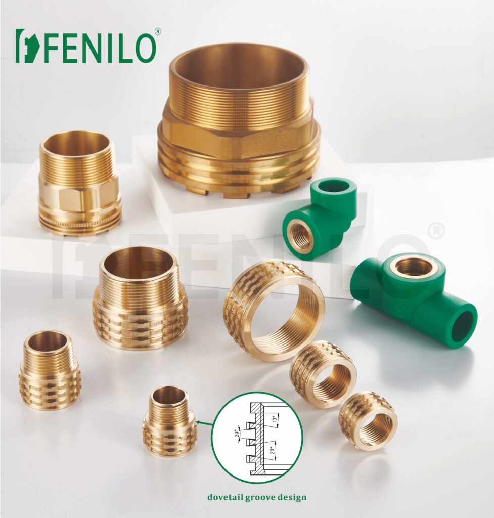 Brass press fittings with green PPR pipe